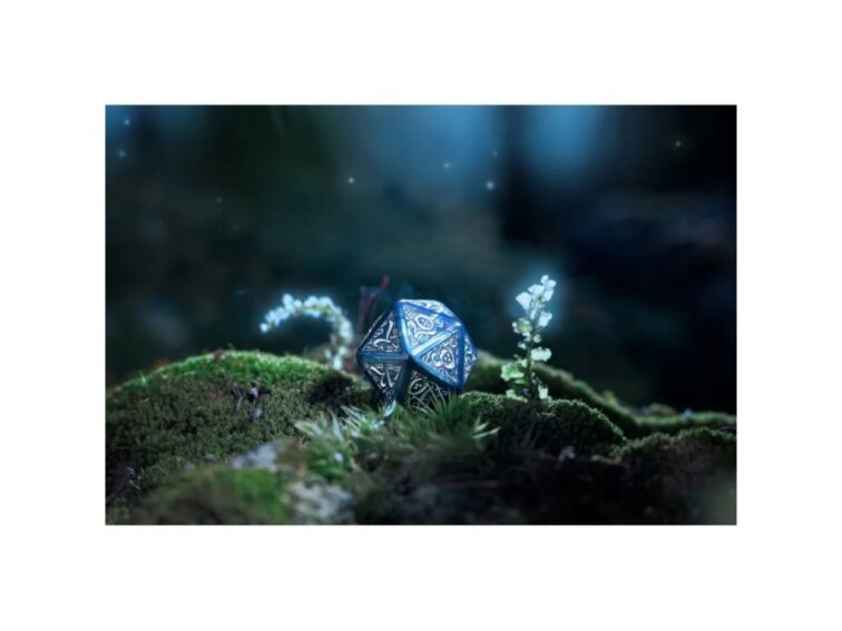 Sada elfských kostek - vznešené barvy - Modro stříbrná