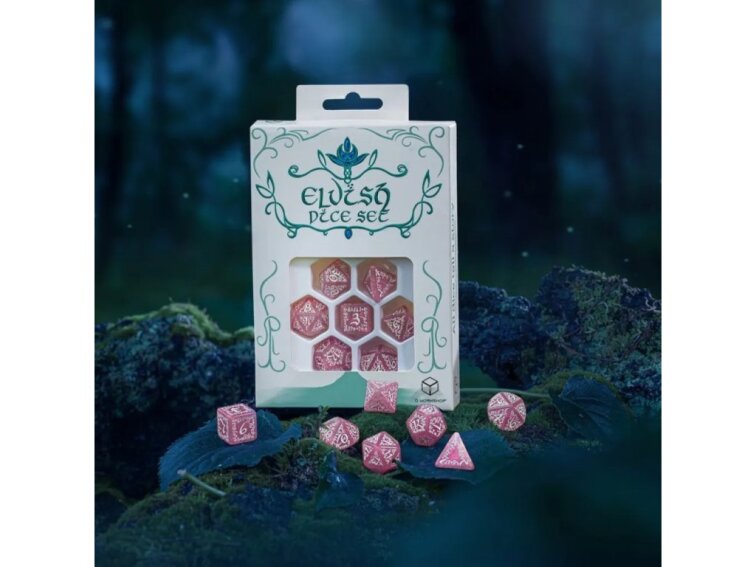 Sada elfských kostek - vznešené barvy - Růžovo bílá