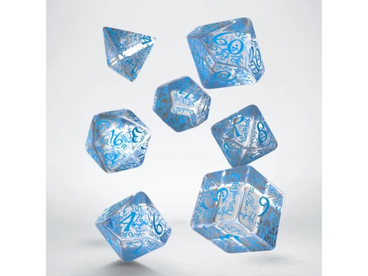 Sada elfských kostek - Průhledno modrá
