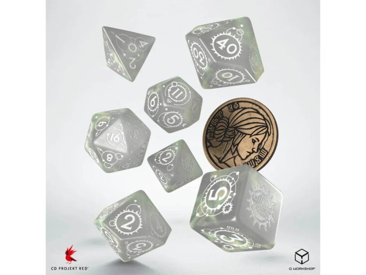 Sada kostek Zaklínač - kostky Ciri - Bílá perleťová