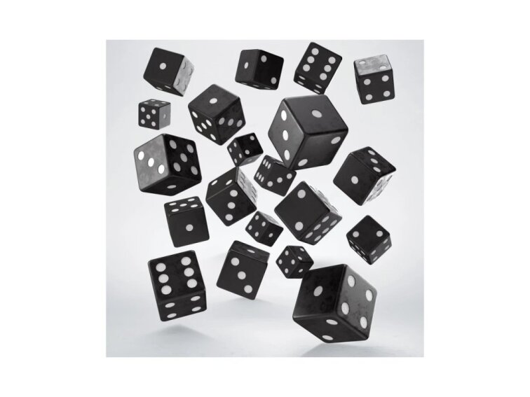 Sada šestistěnných kostek (20ks) - Černo bílá