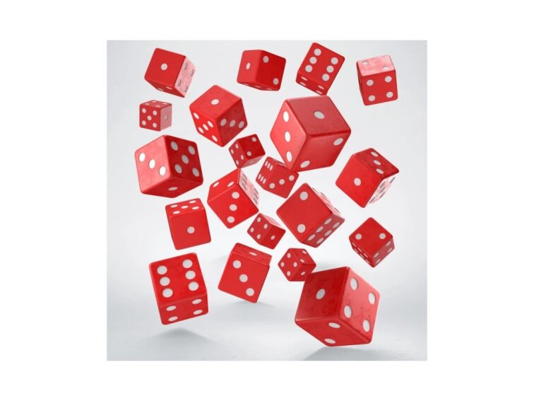 Sada šestistěnných kostek (20ks) - Červeno bílá
