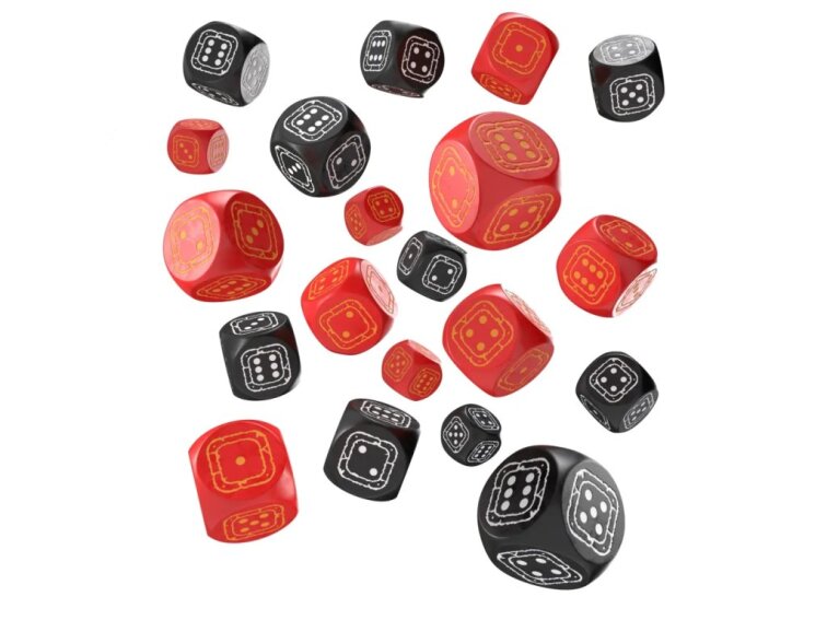 Sada šestistěnných kostek Fortress Compact (20 ks) - Černo-červená