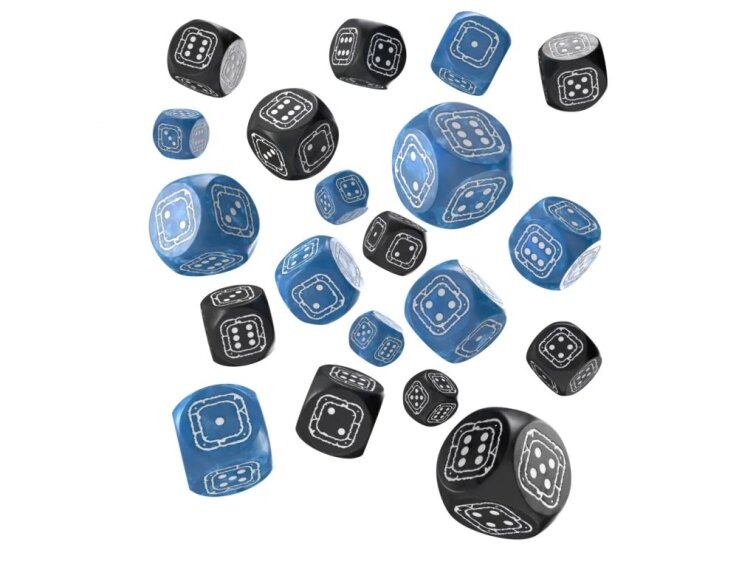Sada šestistěnných kostek Fortress Compact (20 ks) - Černo-modrá