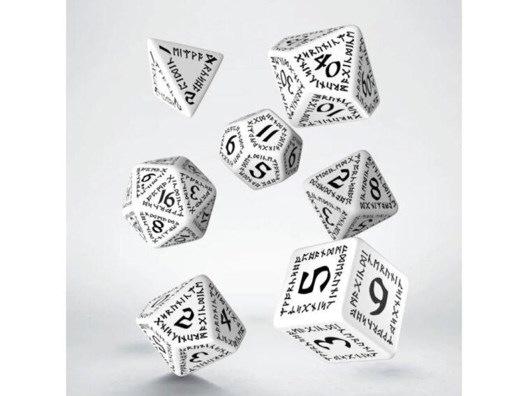 Sada runových kostek - Bílo černá