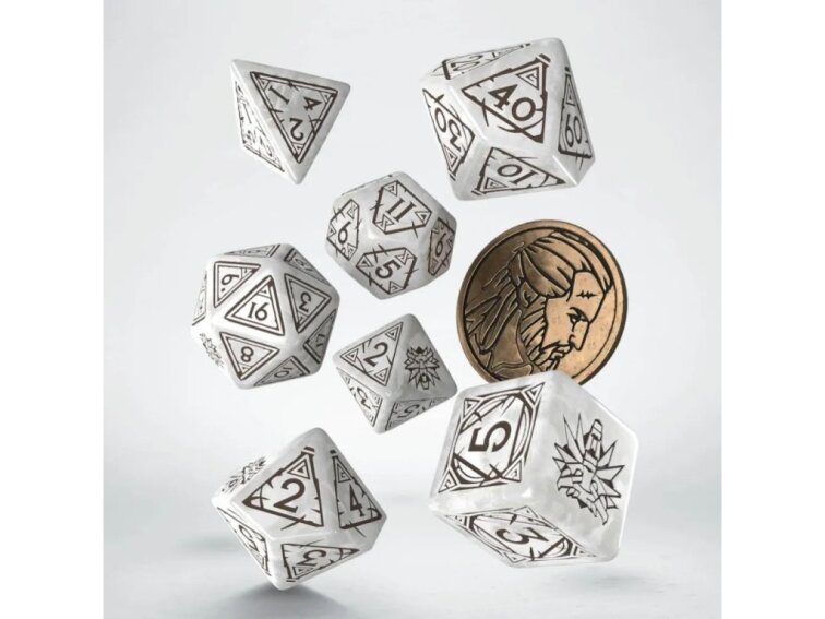 Sada kostek Zaklínač - kostky Geralt - Bílé