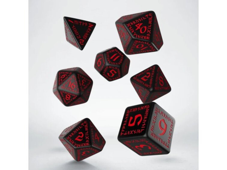 Sada runových kostek - Černo červená