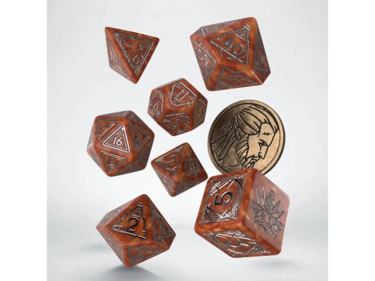 Sada kostek Zaklínač - kostky Geralt - Hnědá