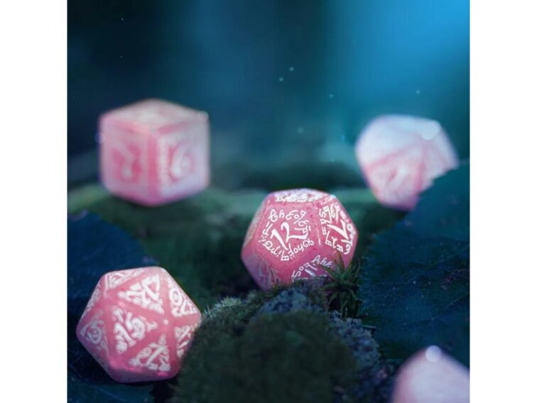 Sada elfských kostek - vznešené barvy - Růžovo bílá