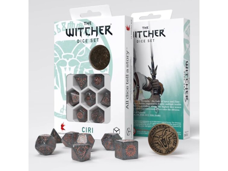 Sada kostek Zaklínač - kostky Ciri - Šedo stříbrná