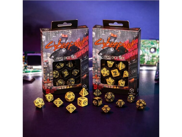 Sada kostek - Cyberpunk Red - Černo žlutá