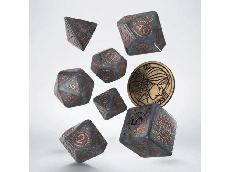 Sada kostek Zaklínač - kostky Ciri - Šedo stříbrná