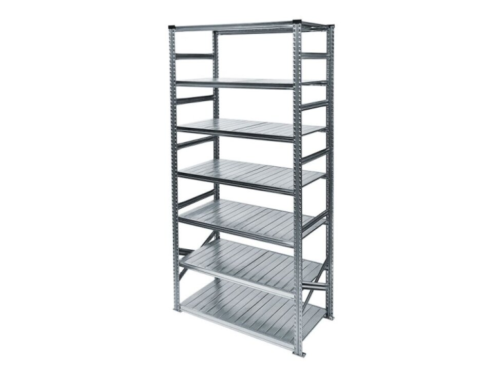 Kovový regál, 2500x1200x500 mm, 7 polic, základní modul