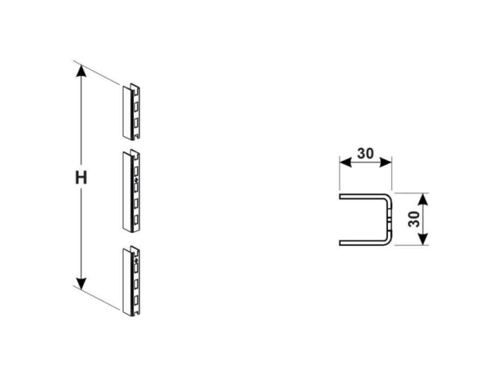 Stojina kotvená 30x30 mm, výška 1800 mm