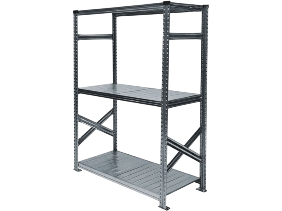Kovový policový regál, 1576x600x320 mm, 3 police, základní