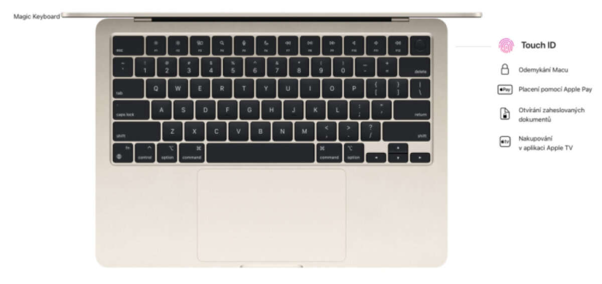 MacBook Air 13" M2 16GB/256GB CZ 2023 Temně inkoustová/Midnight - Zánovní
