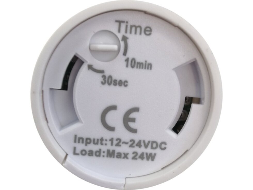 Pohybové PIR čidlo na 12V a 24V pro LED pásky, nastavitelný senzor s DC konektorem přisazené