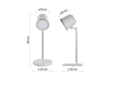 LED stolní lampa ABBIE, nabíjecí, bílá