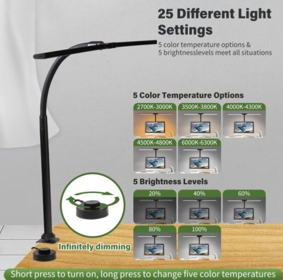 LED Immax OFFICE lineární lampa na monitor 950Lm., CCT,stmívatelná, ext.ovládací tlačítko
