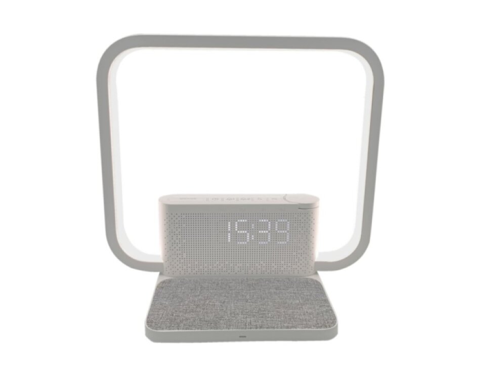 LED stolní lampička, budík CRANE s Qi bezdrátovým nabíjením 10W