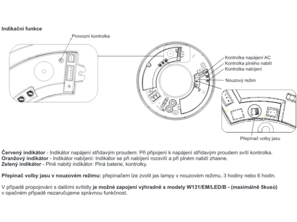 LED stropní a nástěnné svítidlo VICTOR 18W teplá bílá s nouzovým modulem IP44 W131/EM/LED/B-3000