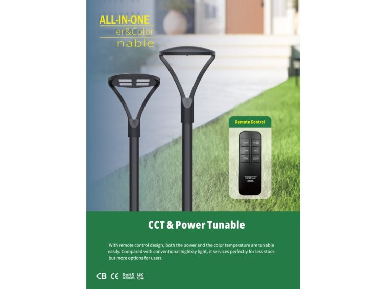 Dálkový ovladač pro Hermoso All in One 30W/40W/60W, CCT 2200K/3000K/4000K LED pouliční parkové svítidlo pro veřejné osvětlení