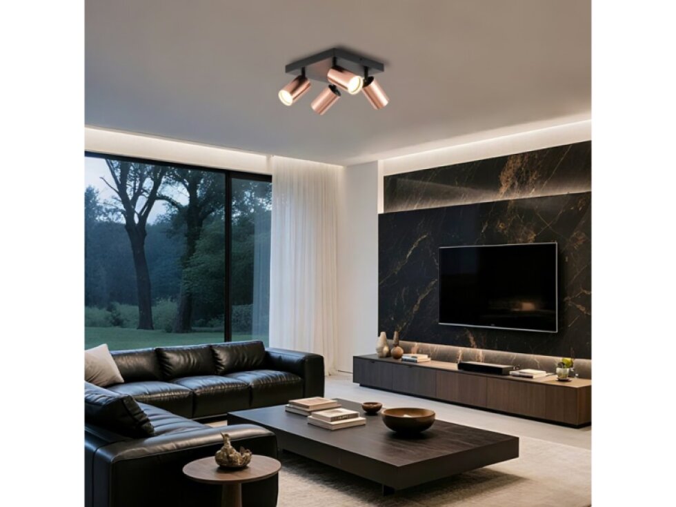 Immax PUNTO-4S stropní nástěnné bodové svítidlo čtverec 4 hlavy, GU10, měděné