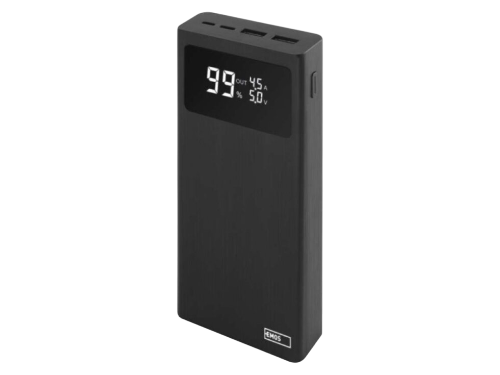 Powerbanka EMOS BetaQ 20 – 20 000 mAh, rychlé nabíjení 22,5 W, USB-C/USB-A, černá