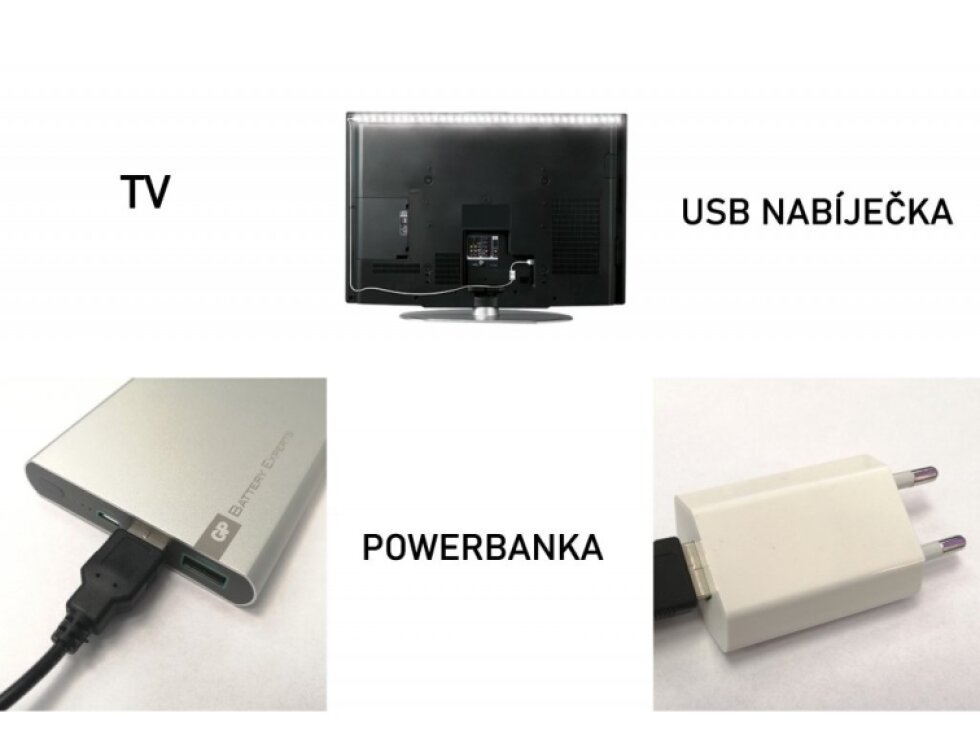 Sada 4m LED pásek za TV, PC USB 5V 5W RGB barevný s dálkovým ovladačem