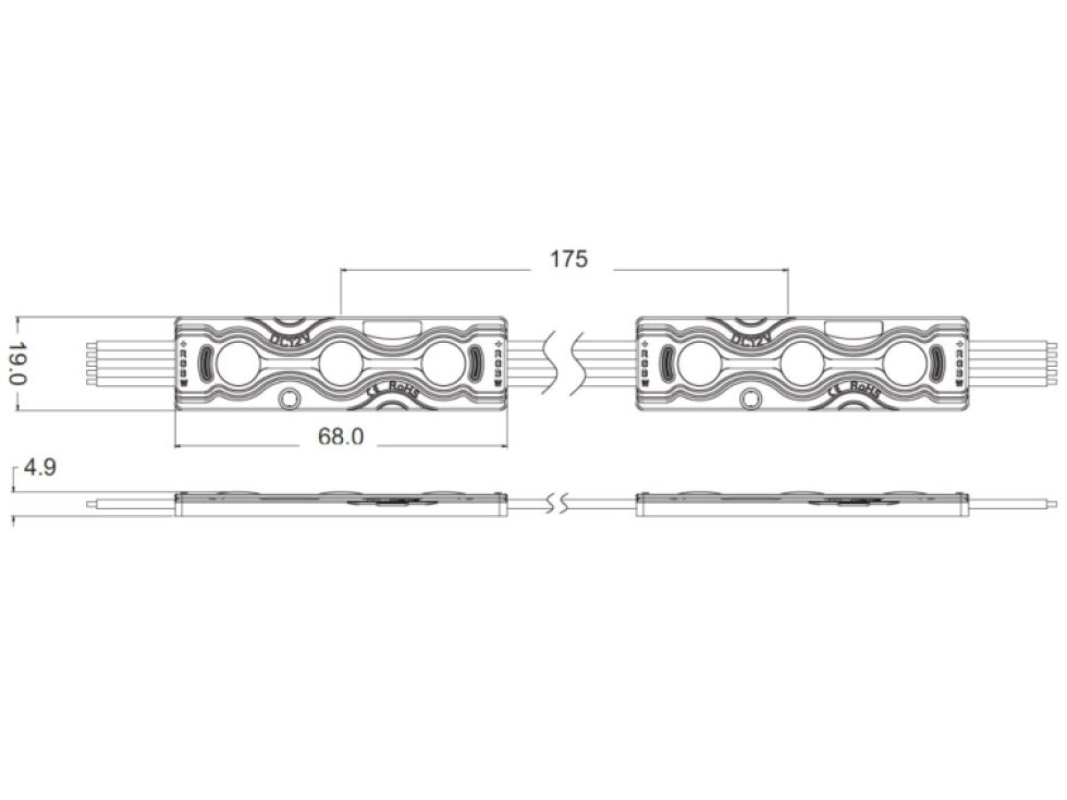 LED modul RGBW 12V 0,96W 3čip barevný + bílá IP67