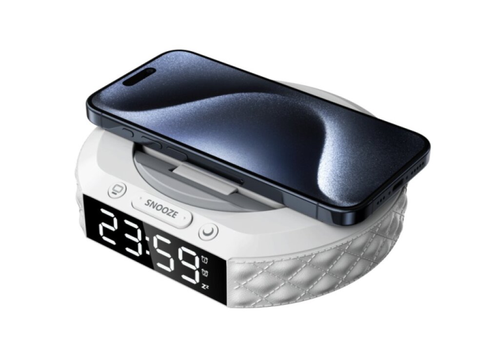 Multifunkční stolní hodiny Immax CLOCK, Qi bezdrátová nabíječka 3v1, 5W/10W