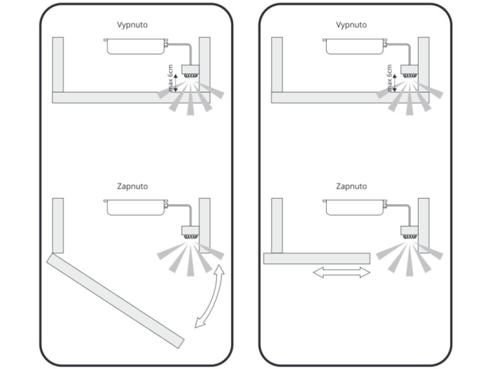 EST123-BI skříňový spínač nábytkový s IR senzorem překážky na 230V pro LED zařízení a pásky