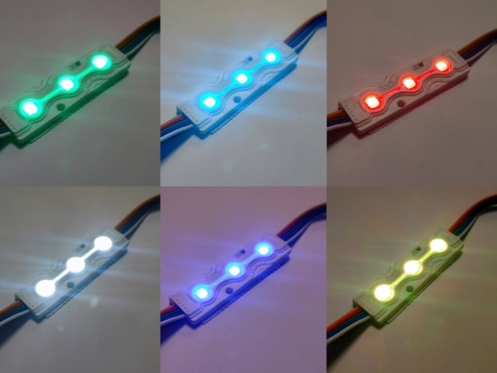 LED modul RGBW 12V 0,96W 3čip barevný + bílá IP67