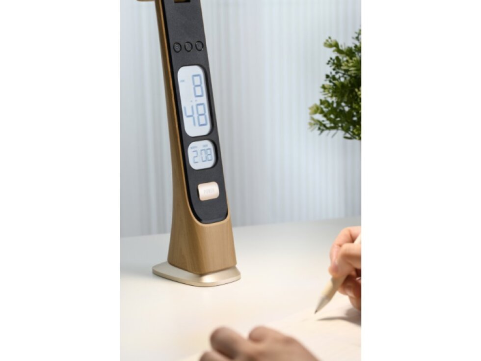 LED stolní lampička Immax WOOD s vestavěnou baterií, CCT, Stmívatelná