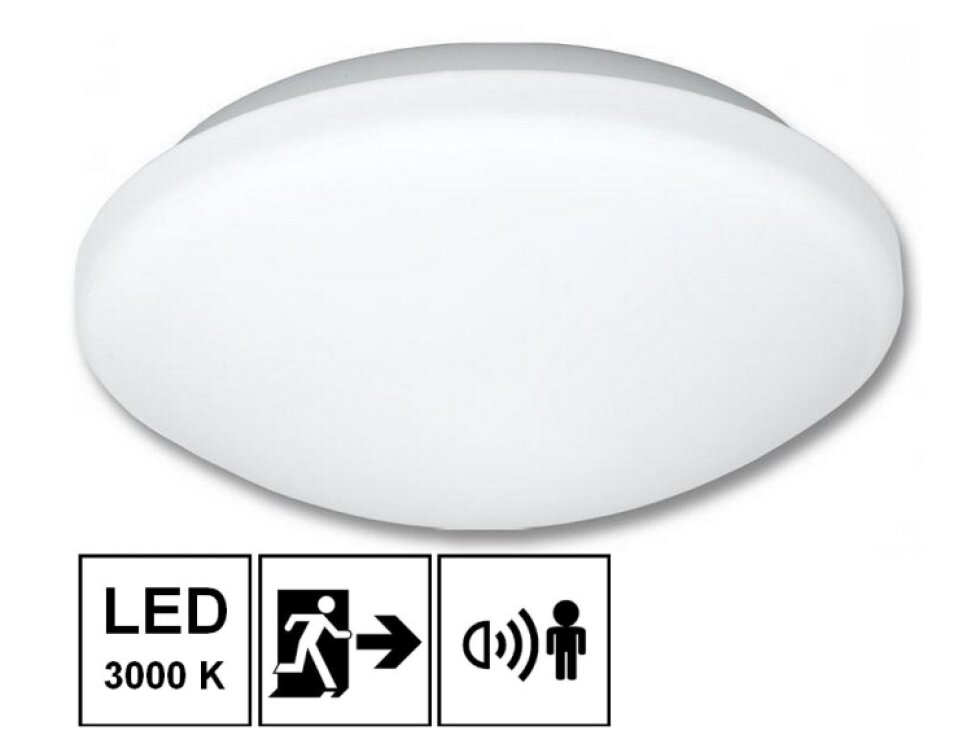 LED stropní a nástěnné svítidlo VICTOR 18W teplá bílá s HF senzorem a nouzovým modulem IP44 W131/EM/LED-3000