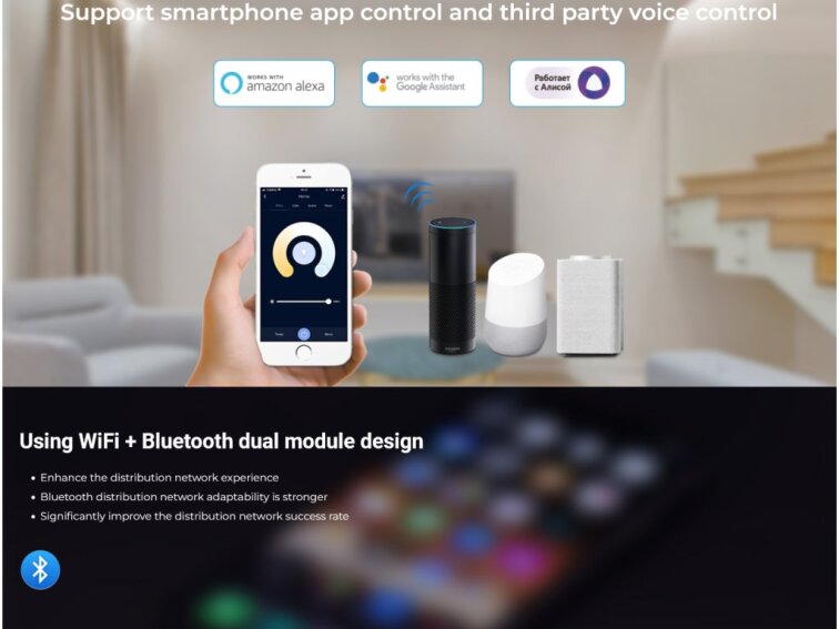 MiBOXER TUYA + RF přijímač / stmívač 5v1 pro jednobarevné LED pásky, CCT, RGB, RGBW a RGBCCT 12A