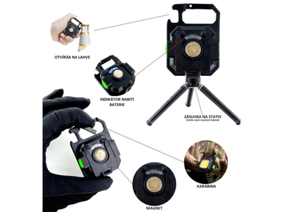 Málá dobíjecí přenosná COB LED mini svítilna – přívěšek P4714