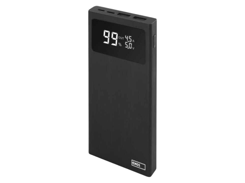 Powerbanka EMOS BetaQ 10 – 10 000 mAh, rychlé nabíjení 22,5 W, USB-C/USB-A, černá