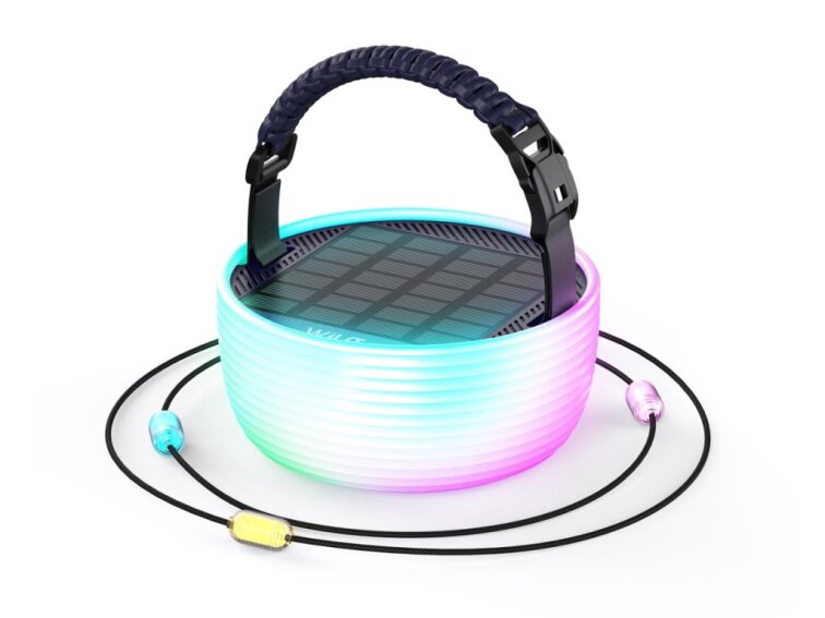 Solární kempingová lampička Immax s integrovaným RGB LED světelným řetězem venkovní IP65