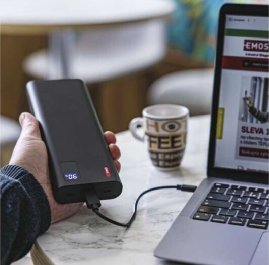 Powerbanka EMOS NTBF30 – 27 000 mAh, 100 W Power Delivery, rychlé nabíjení, USB-C/USB-A, černá