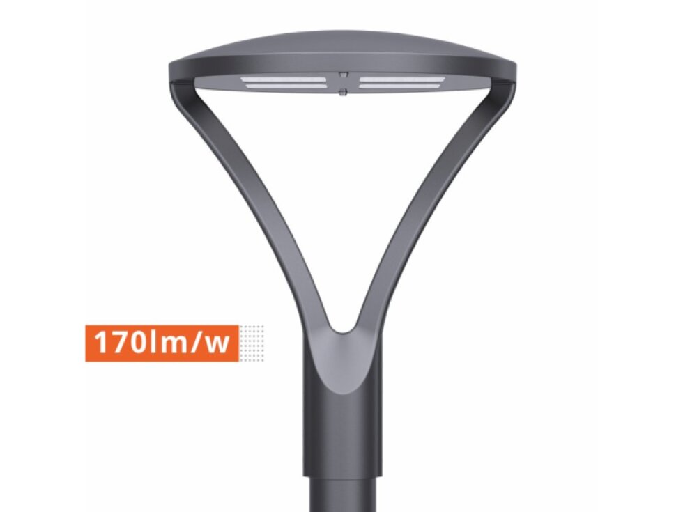 Hermoso All in One 30W/40W/60W, CCT 2200K/3000K/4000K LED pouliční parkové svítidlo pro veřejné osvětlení, černé, záruka 5 let