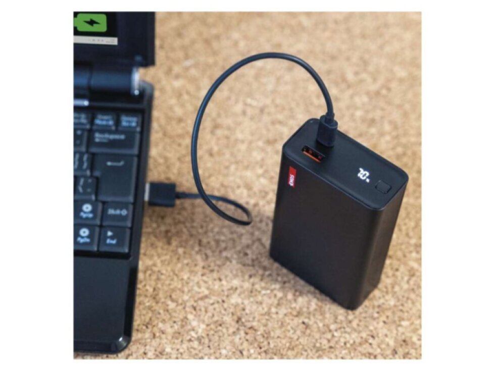 Powerbanka EMOS NTBF20 – 20 000 mAh, superrychlé nabíjení 65 W, Power Delivery, USB-C a USB-A, černá