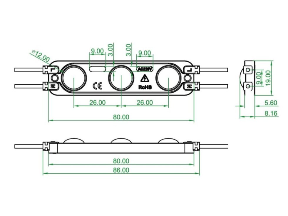 LED modul 2W 7716-160-230V záruka 5 let 079065