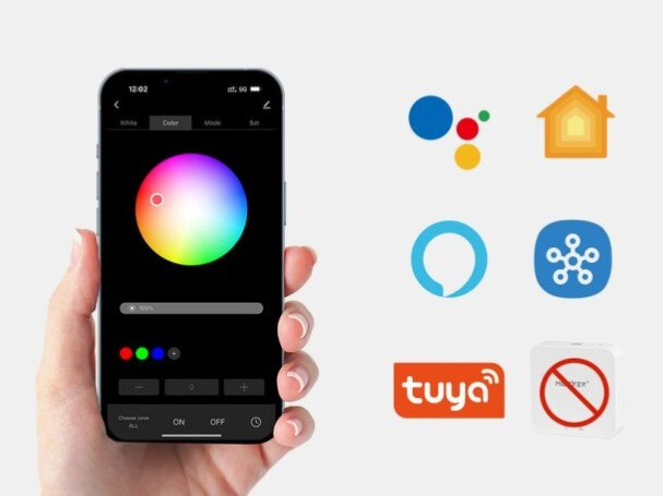 MiBOXER MATTER + WIFI + RF 2,4GHz přijímač / stmívač 5v1 pro jednobarevné LED pásky, CCT, RGB, RGBW a RGBCCT 15A