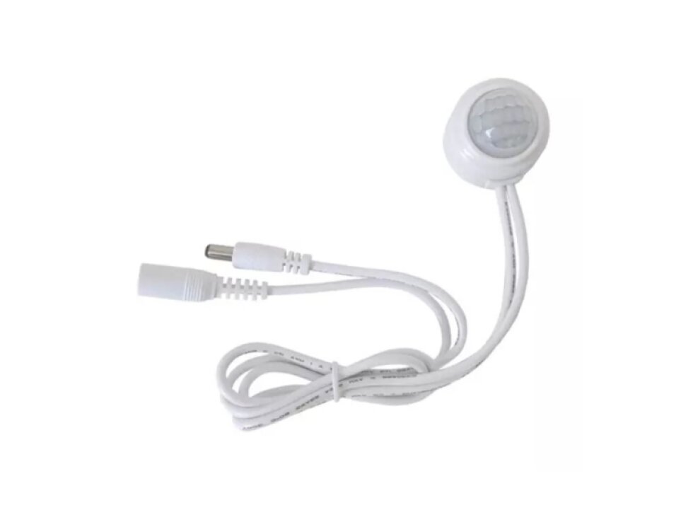 Pohybové PIR čidlo na 12V a 24V pro LED pásky, nastavitelný senzor s DC konektorem přisazené