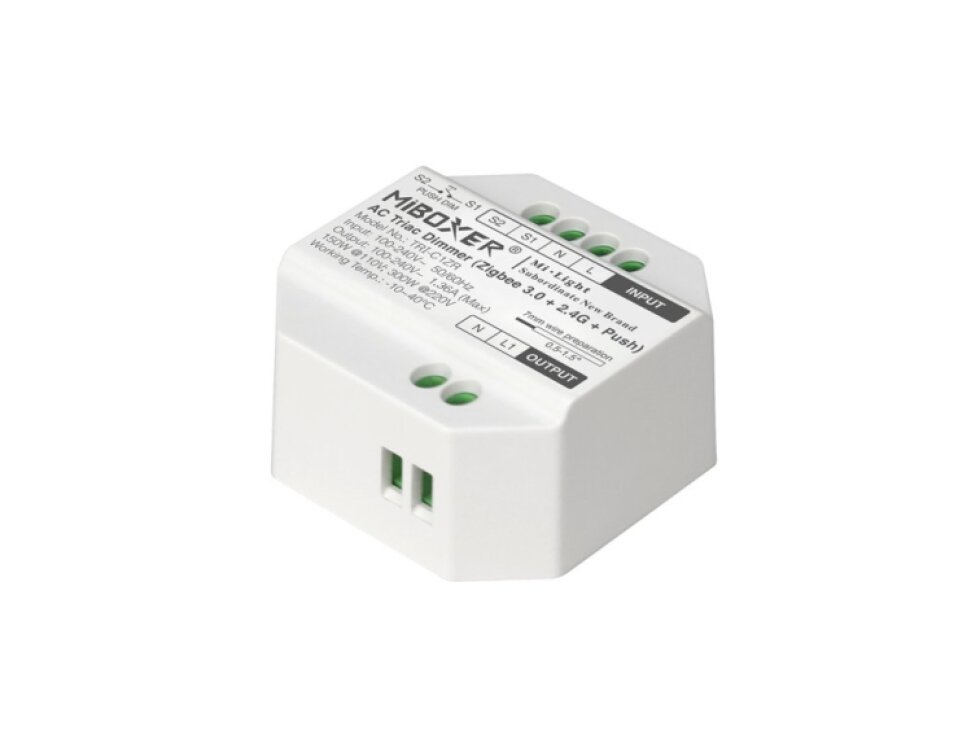 MiBOXER TRIK ZigBee + RF přijímač stmívač / spínač 2.4GHz + PUSH 1,36A