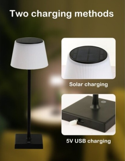 Venkovní solární LED stolní lampička BONITO 4W CCT a stmívatelná USB-C černá Immax