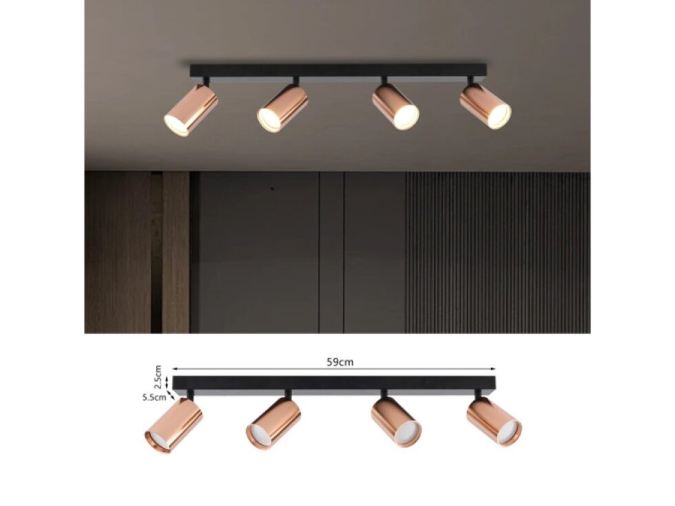 Immax PUNTO-4 stropní nástěnné bodové svítidlo linear 4 hlavy GU10, měděné