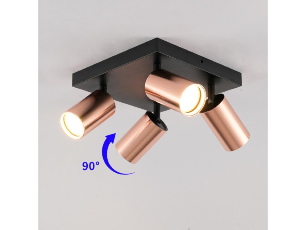 Immax PUNTO-4S stropní nástěnné bodové svítidlo čtverec 4 hlavy, GU10, měděné