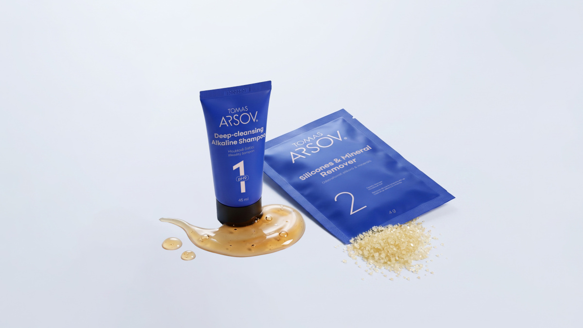 BACK2BASICS Hloubkově čisticí zásaditý šampon pH9 45 ml + odstraňovač silikonů a minerálů 4 g